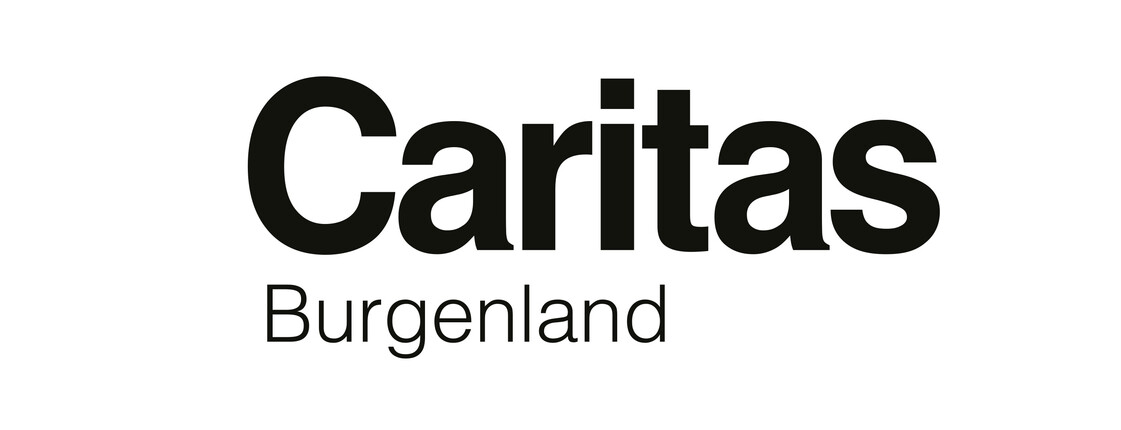 Der schwarze Caritas Burgenland Schriftzug. 