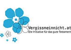 Der Schriftzug von Vermissmeinnnicht, neben einer blauen Blume. 