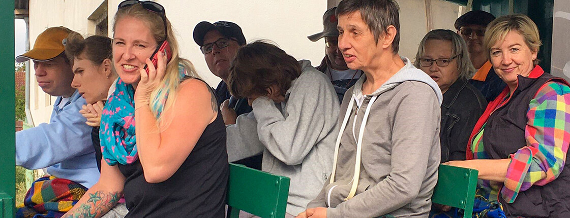 Unsere Klienten*innen vom Caritas BehindertenHeim Haus Lisa beim Besuch des Nationalparkgebiet zum Sandeck in Illmitz.