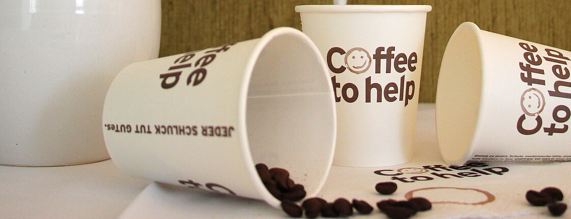 Coffee To Help Becher, Coffee To Help Tasse, Coffee To Help, Caritas Aktion Coffee To Help, Coffee To Help Kaffeebohnen
